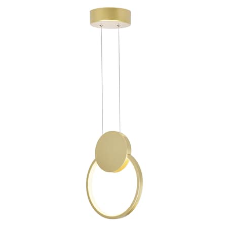 Cwi Lighting Pulley 8 in LED Satin Gold Mini Pendant 1297P8-1-602